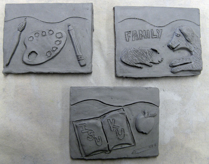 Picture of decorated clay slabs